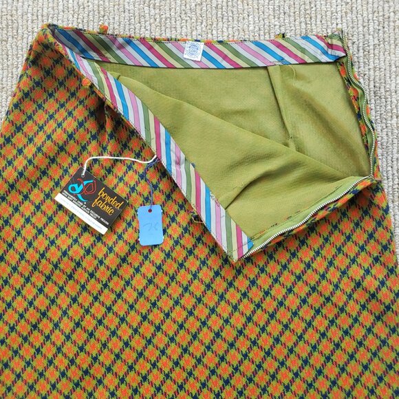 *SOLD* 💖 VINTAGE NOS 60s Wool Plaid "Tweed" Mini Skirt Deadstock - Picture 5 of 8